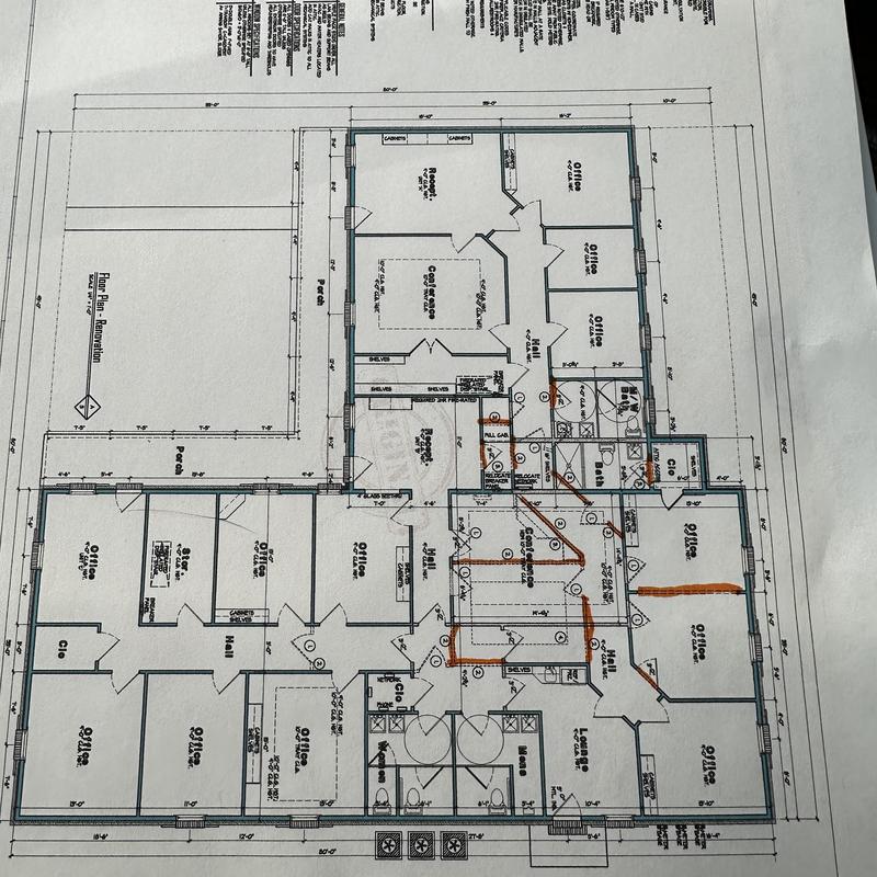 Wall removal and plumbing relocation floor plan detailed blueprint Wall removal and plumbing relocation floor plan detailed blueprint