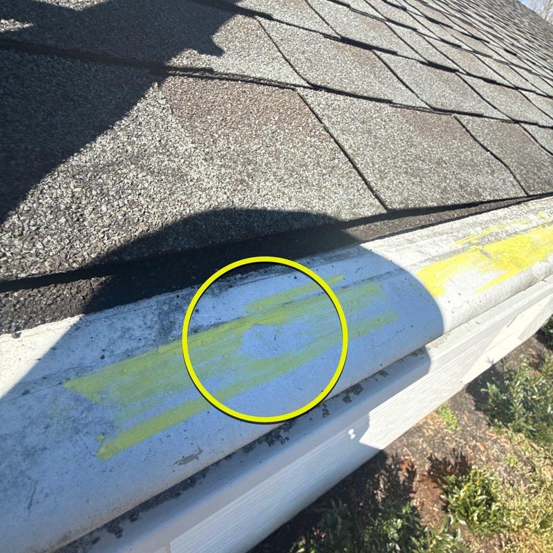 Asphalt shingle roof and flashing inspection with markings