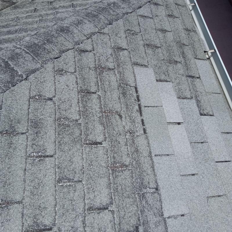 3-tab shingle roof with wind damage and repairs 3-tab shingle roof with wind damage and repairs