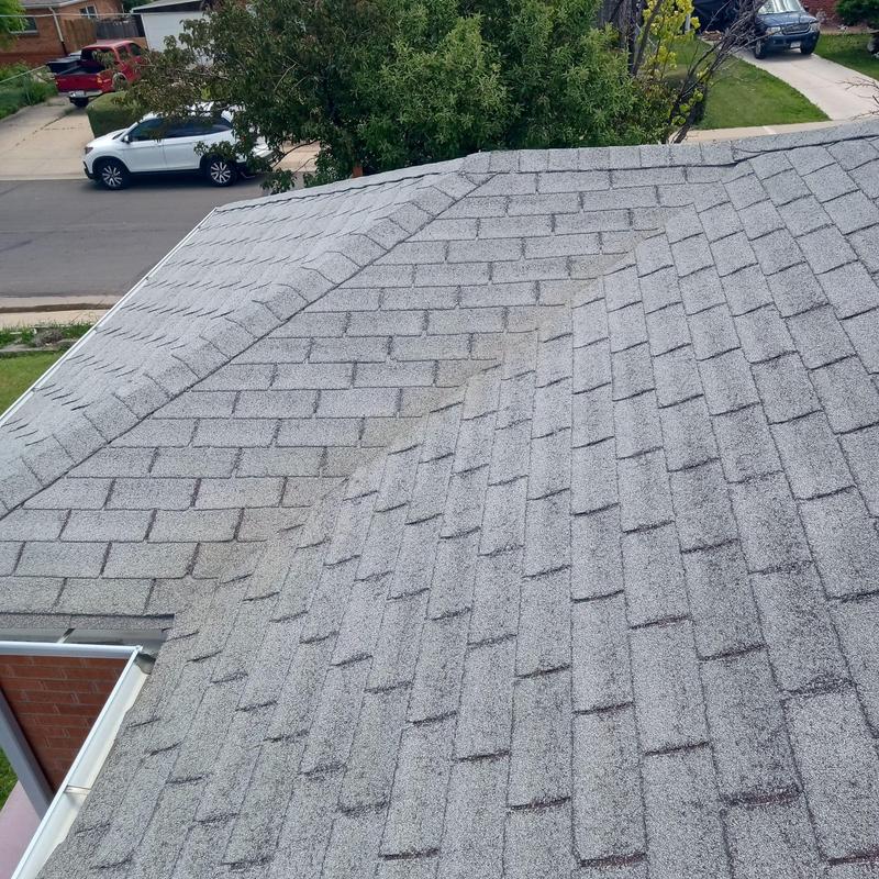 3-tab shingle roof with light wind damage and repairs 3-tab shingle roof with light wind damage and repairs