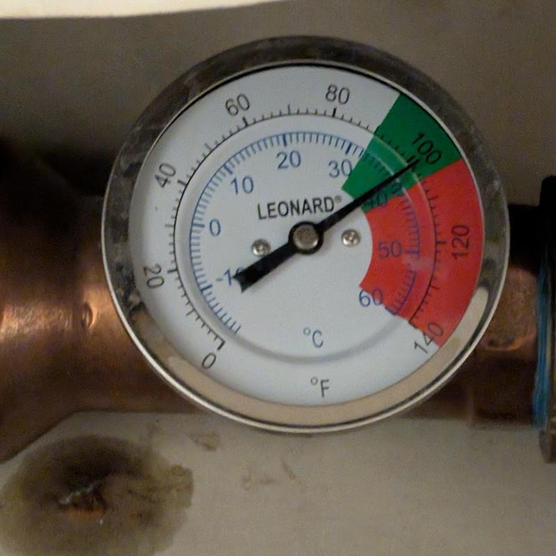 Indirect heat exchanger temperature gauge reading