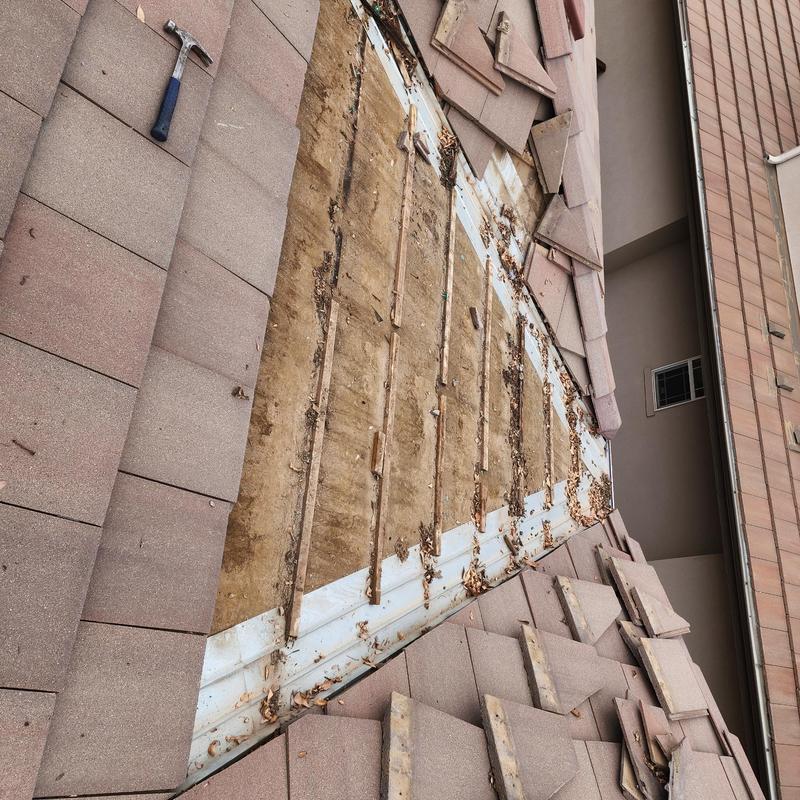 Westile Series 1000 concrete tile roof with removed tiles Westile Series 1000 concrete tile roof with removed tiles