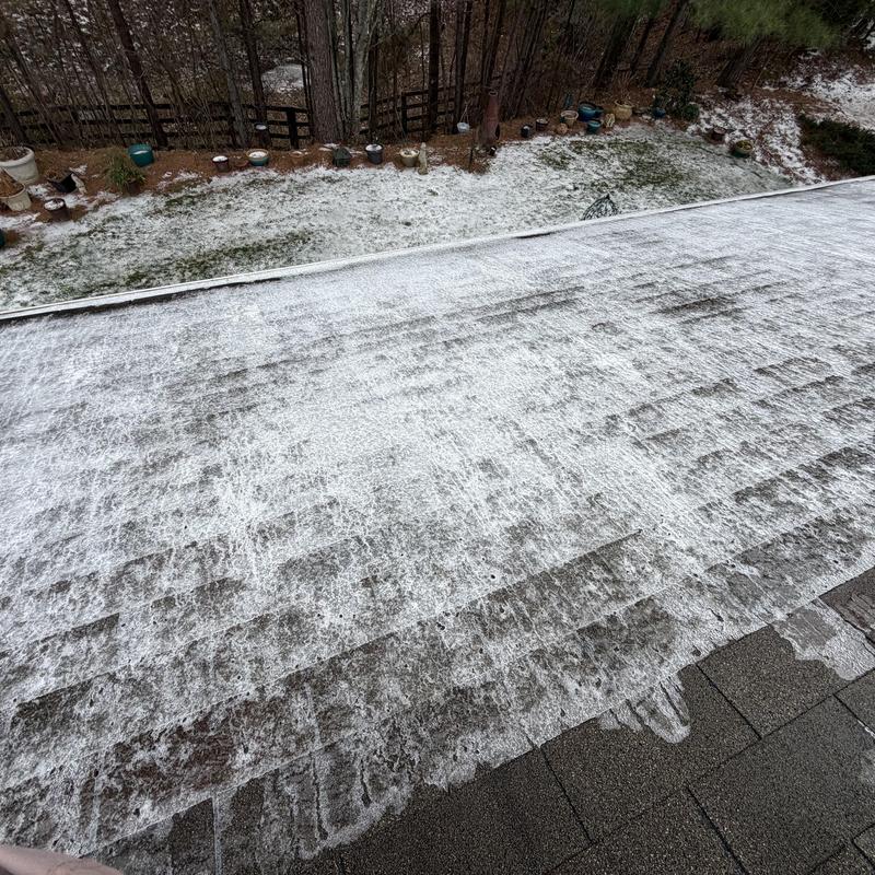 Three-tab roof with light snow and ice buildup