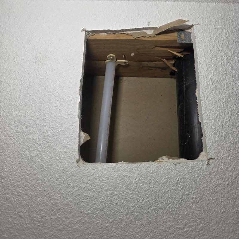 PEX hot water line reroute through ceiling cavity