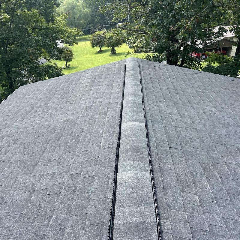 Black Shadow asphalt shingle roof with ridge vent