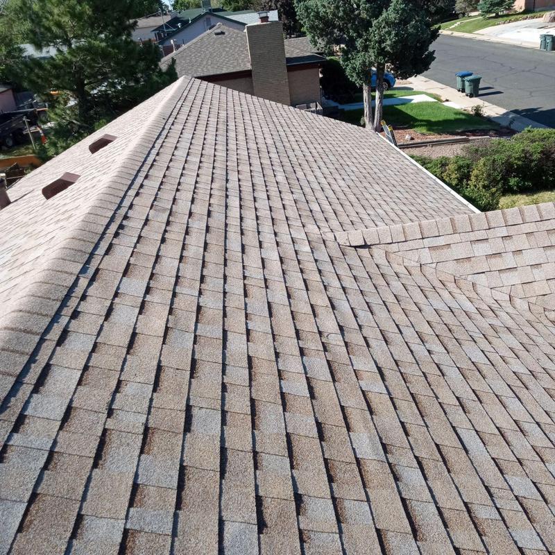 Asphalt shingle roof inspection showing no hail damage Asphalt shingle roof inspection showing no hail damage