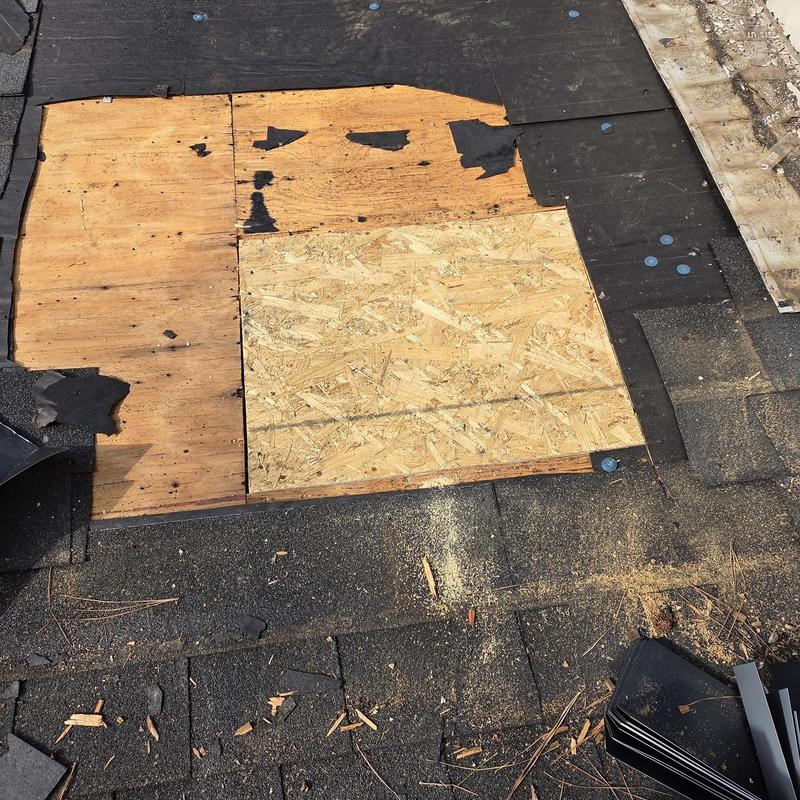 Roof decking replacement with new plywood panel