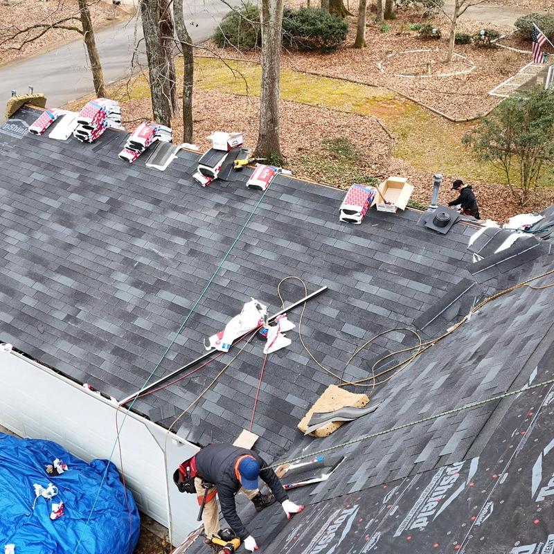 Roof decking boards replacement with new shingles in Loganville