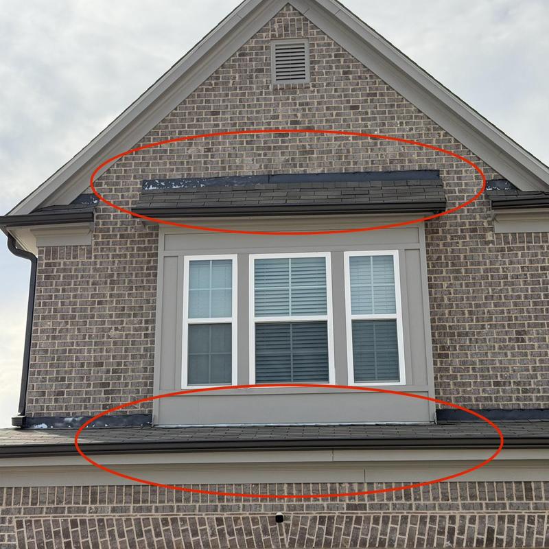 Roof flashing on two 10 walls with damage