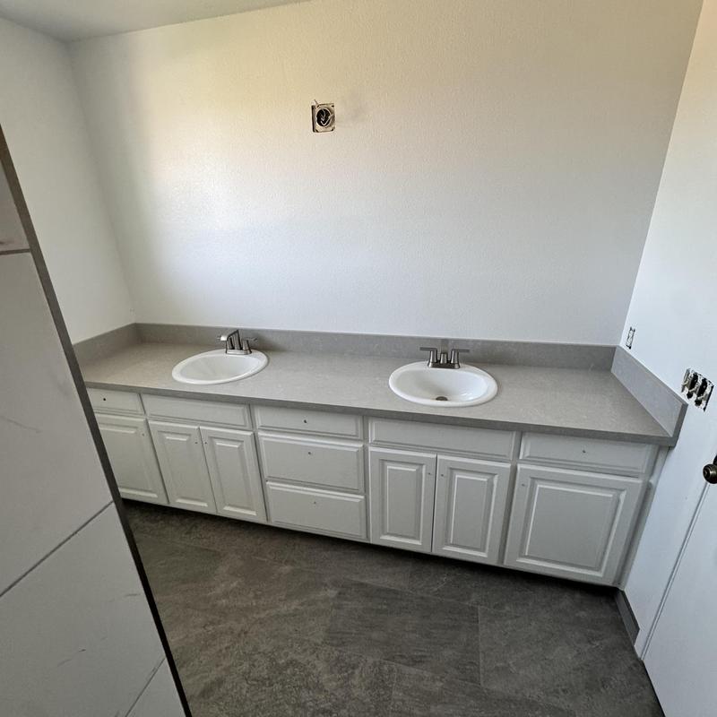 Bathroom double sinks with faucets installation