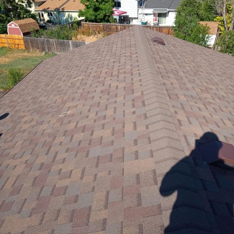 Asphalt shingle roof with ridge vent and no hail damage Asphalt shingle roof with ridge vent and no hail damage