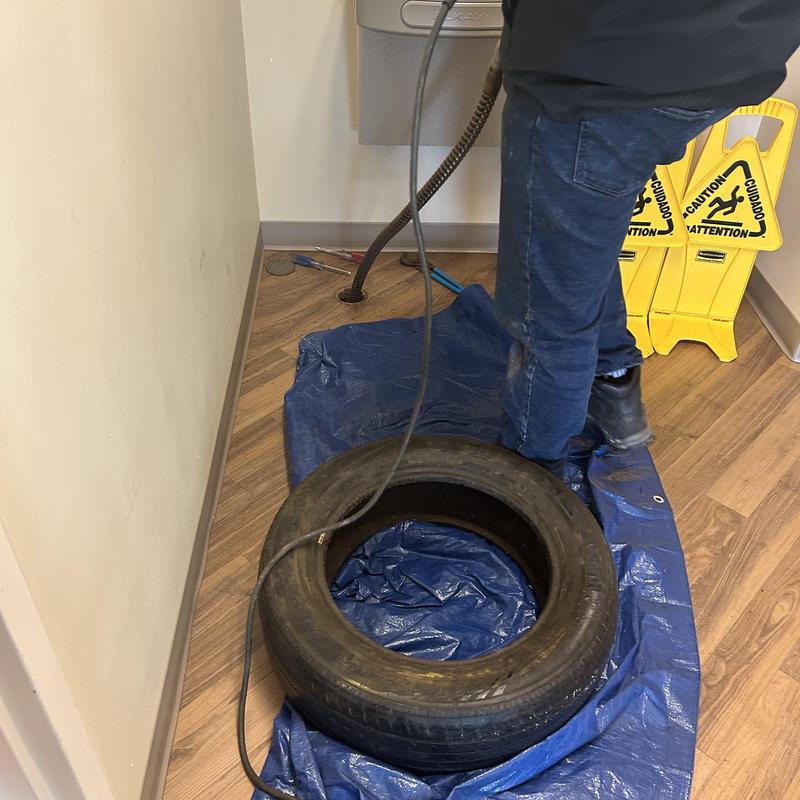 Drainage pipe clog removal with plumbing snake