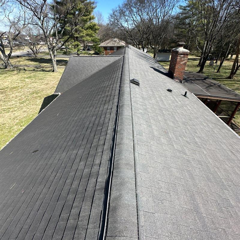 Asphalt shingle roof and ridge vent inspection with hail damage