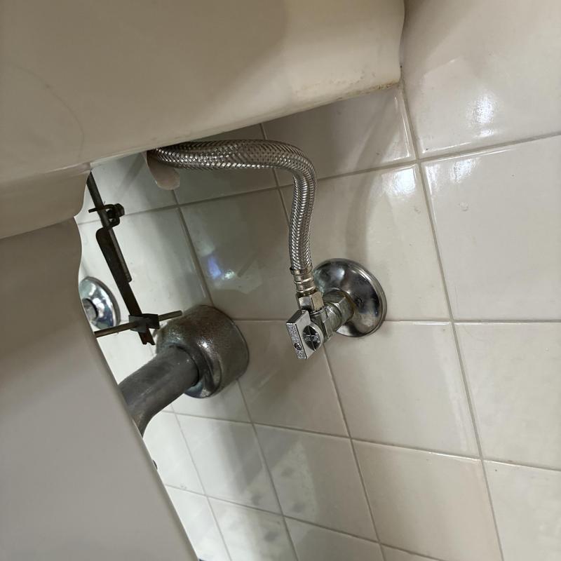 Flexible water supply line with shutoff valve installation