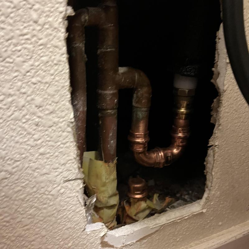 Copper hot water main reroute inside wall cavity