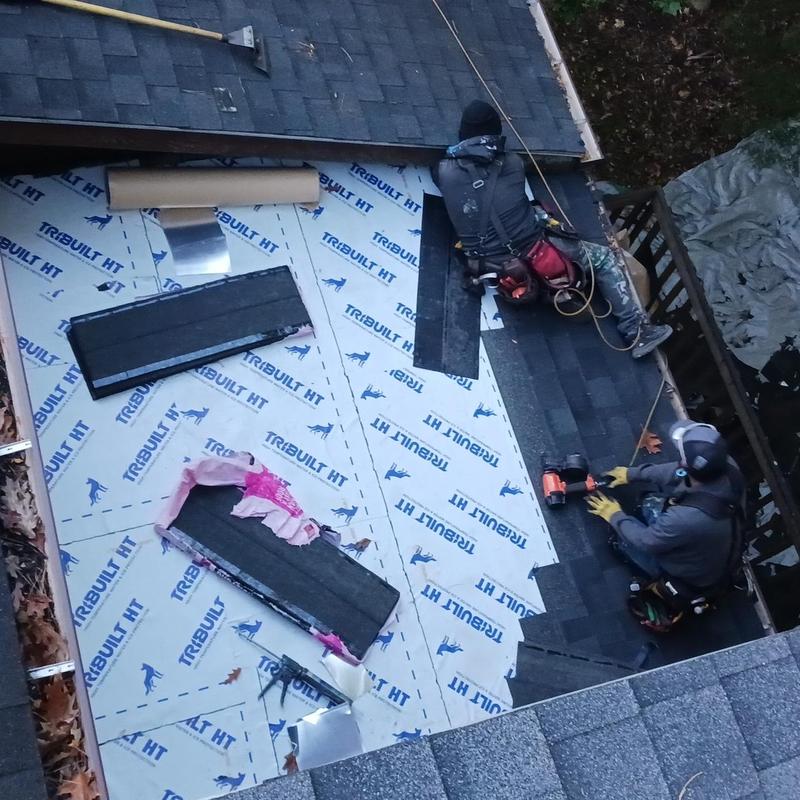 Architectural asphalt shingle roof installation on deck
