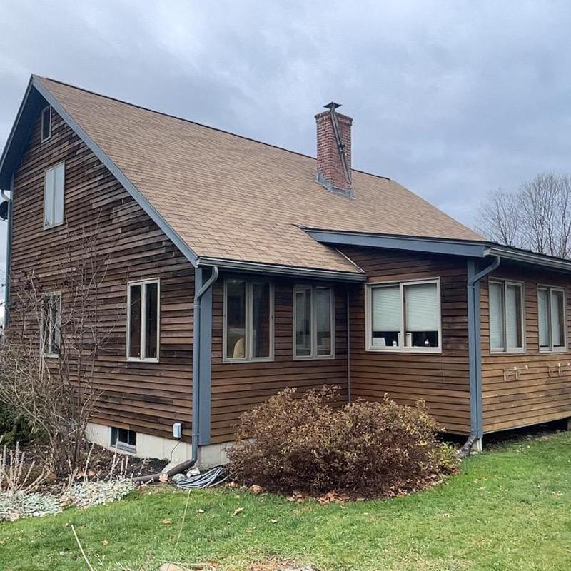 Architectural asphalt shingle roof on residential home