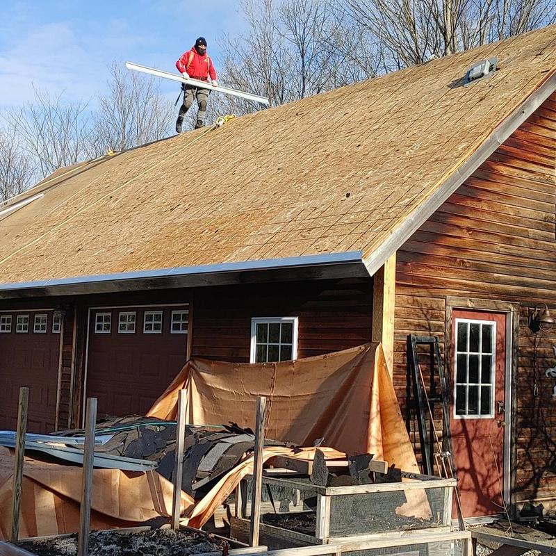Roof decking installation on residential home in Vermont