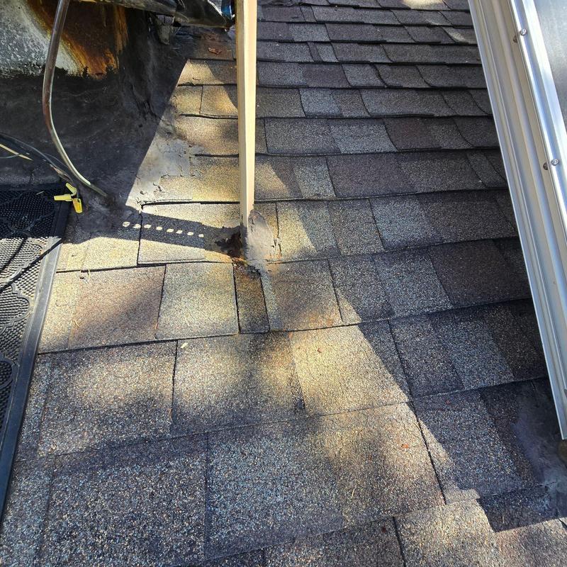 Rusted swamp cooler roof flashing leak on shingles Rusted swamp cooler roof flashing leak on shingles