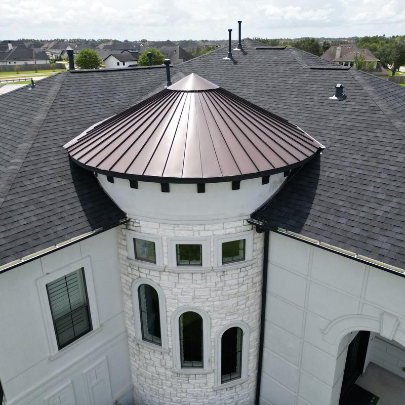 Metal turret roof with Tamko Titan XT shingles Metal turret roof with Tamko Titan XT shingles