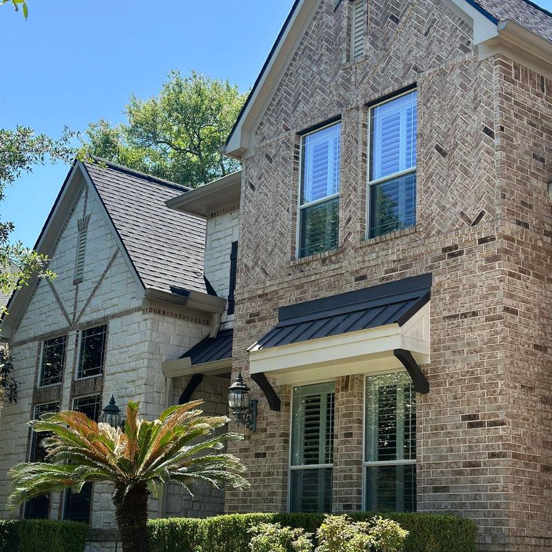 GAF Timberline HDZ Weathered Wood roof on brick home GAF Timberline HDZ Weathered Wood roof on brick home