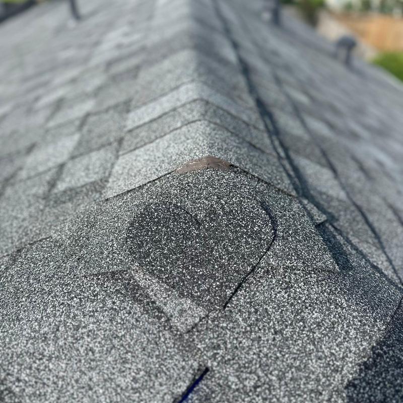 Tamko Titan XT Antique slate roof ridge close-up Tamko Titan XT Antique slate roof ridge close-up