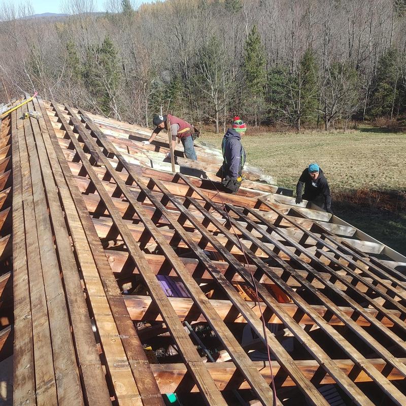 Roof decking installation on residential home in Vermont