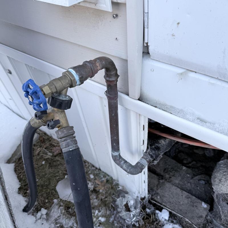 Outdoor water supply pipe with valve and hose connection Outdoor water supply pipe with valve and hose connection