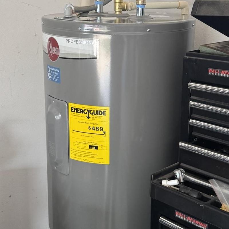 Electric water heater installation with expansion tank