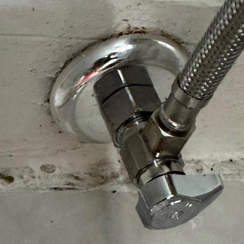 Quarter turn shut off valve and supply line at toilet