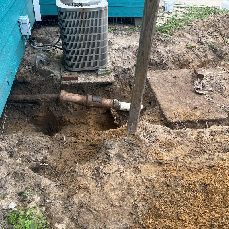 Schedule 40 DWV sewer pipe installation trench