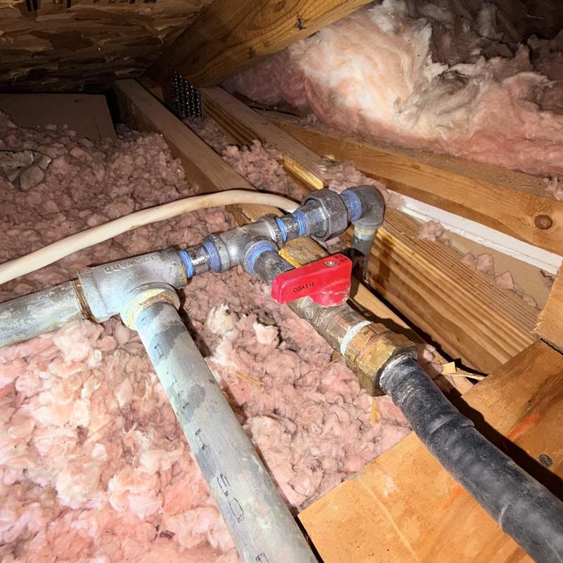 Gas dryer supply line with shut-off valve in attic