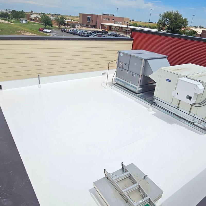 Gaco S4200 silicone coating on flat roof Gaco S4200 silicone coating on flat roof