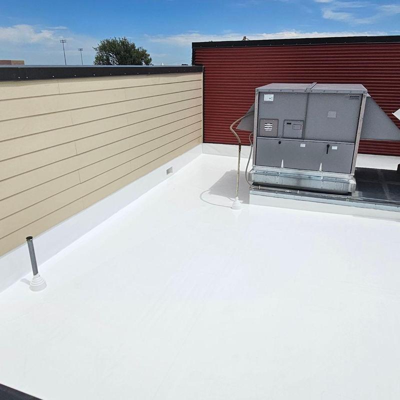 Gaco S4200 silicone roof coating on flat roof Gaco S4200 silicone roof coating on flat roof