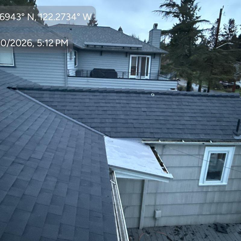 Full shingle roof replacement near completion in Seattle