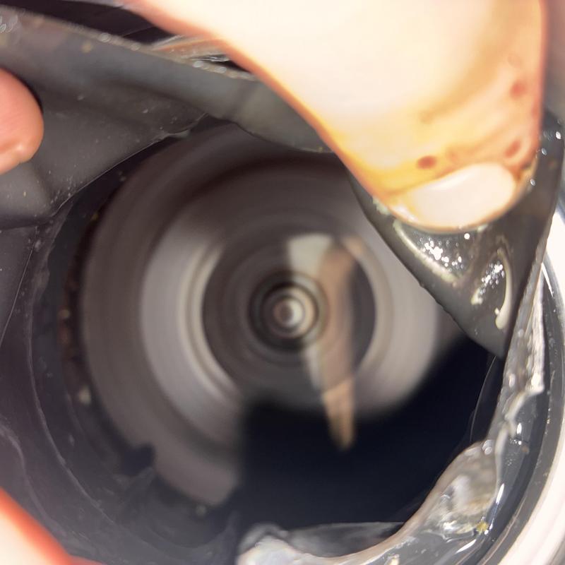 Garbage disposal inner grinding chamber close-up