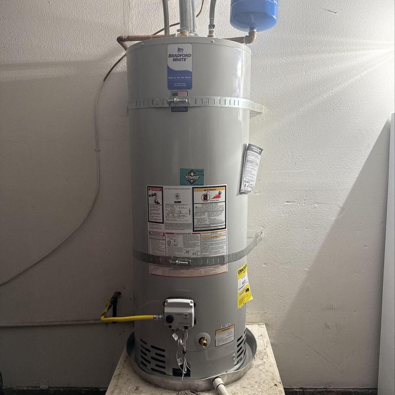 50-gallon water heater with expansion tank installed