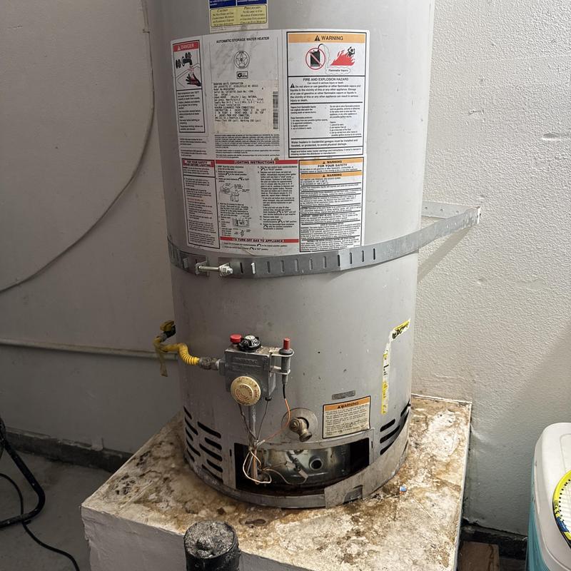 50-gallon water heater with gas and vent lines