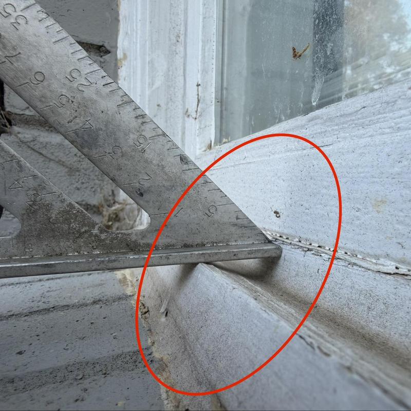 Window sill slope showing potential leak area