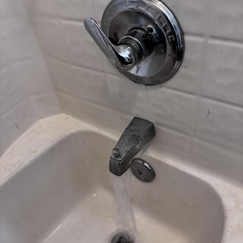 Shower cartridge valve and tub spout with running water