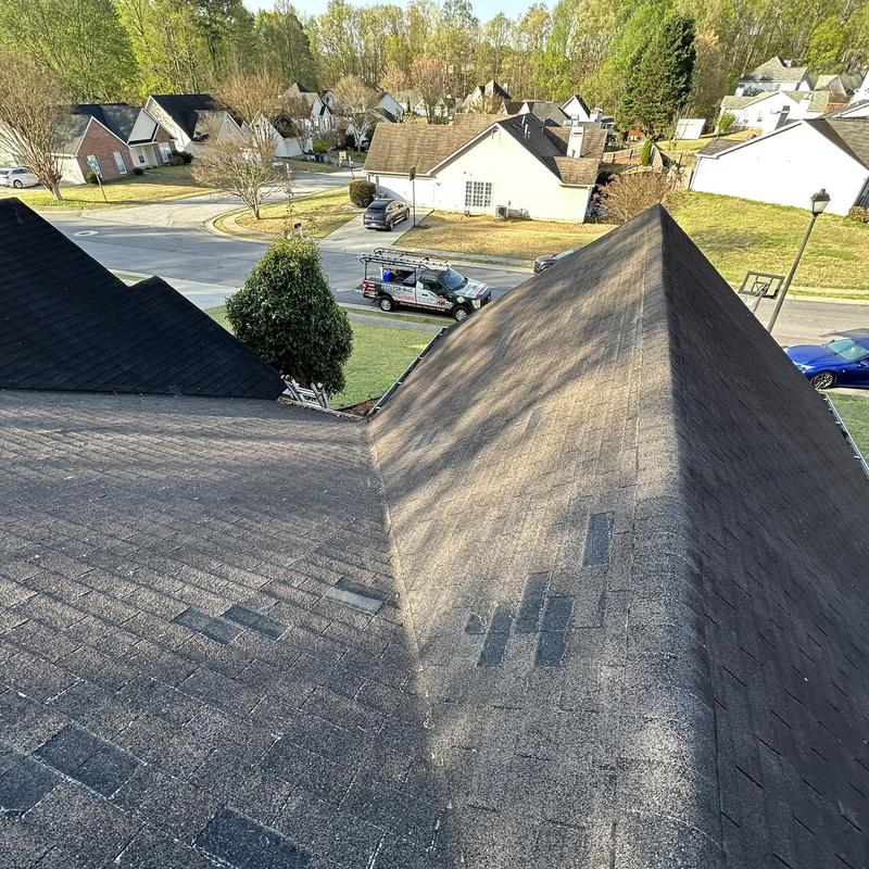 Roof shingles with granular loss and brittle condition