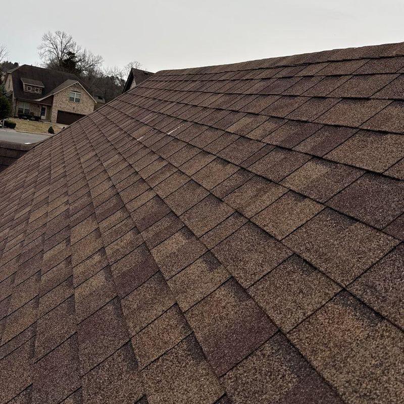 Asphalt shingle roof with hail damage inspection