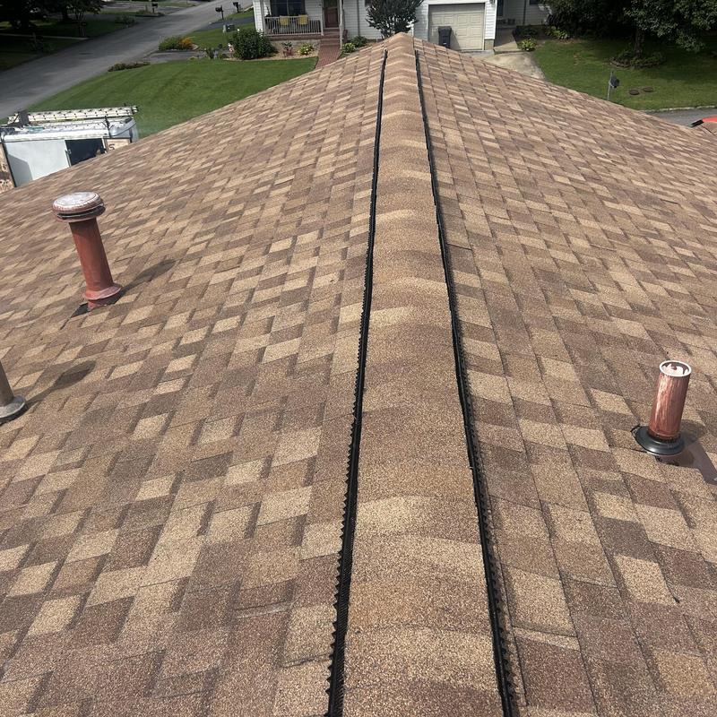 Morning Harvest shingle roof ridge with venting system