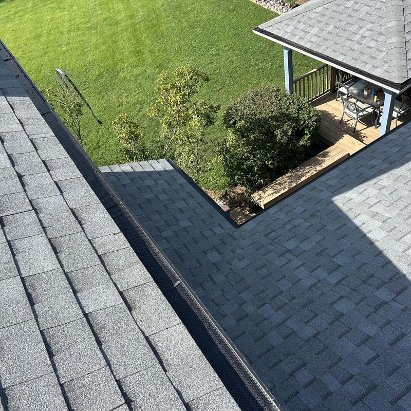 Atlas Coastal Granite roof shingles with gutter guards