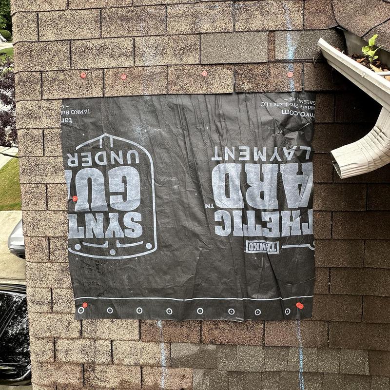 Roof decking underlayment installation on shingle roof