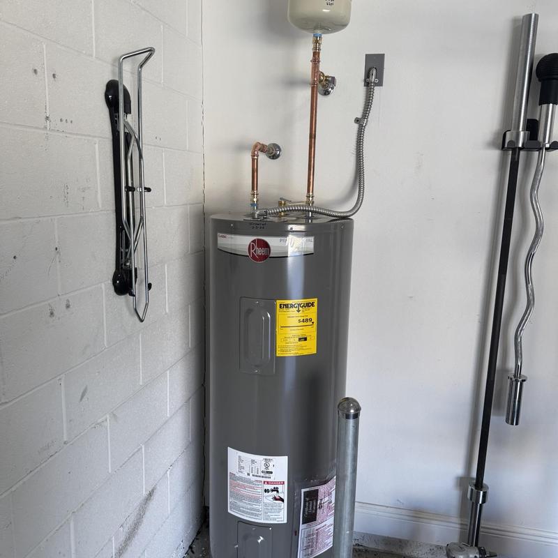 50 gallon Rheem water heater with new copper piping