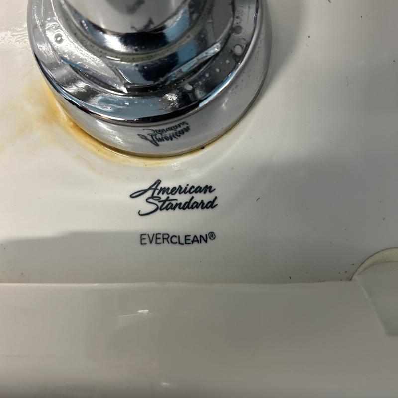 Toilet flush valve with rust and stain buildup