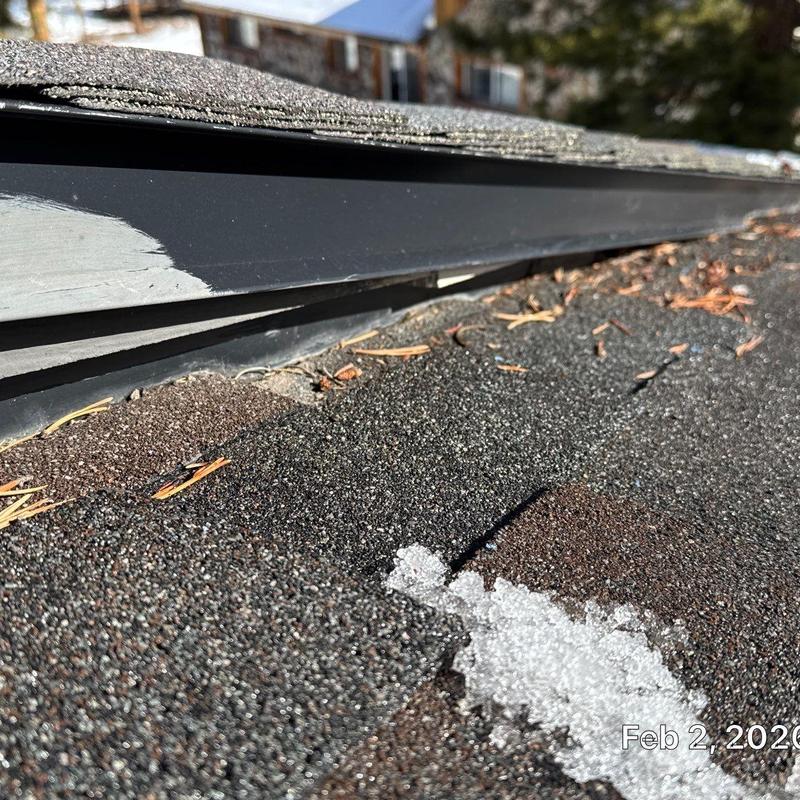 Certainteed Presidential shingle roof close-up with damage