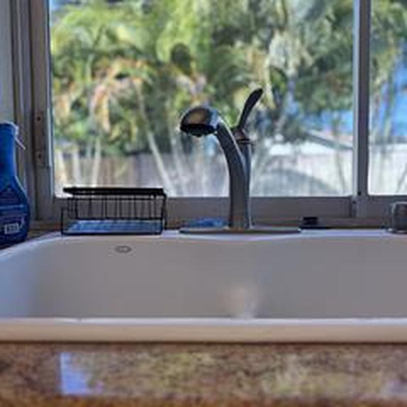 Kitchen faucet with installed shut off valve and supply line