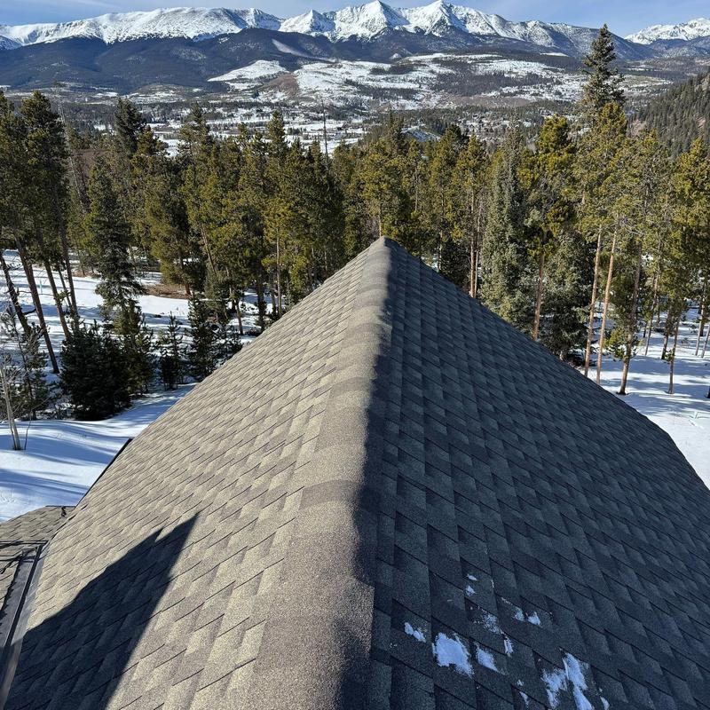GAF Armorshield cap shingles on roof ridge